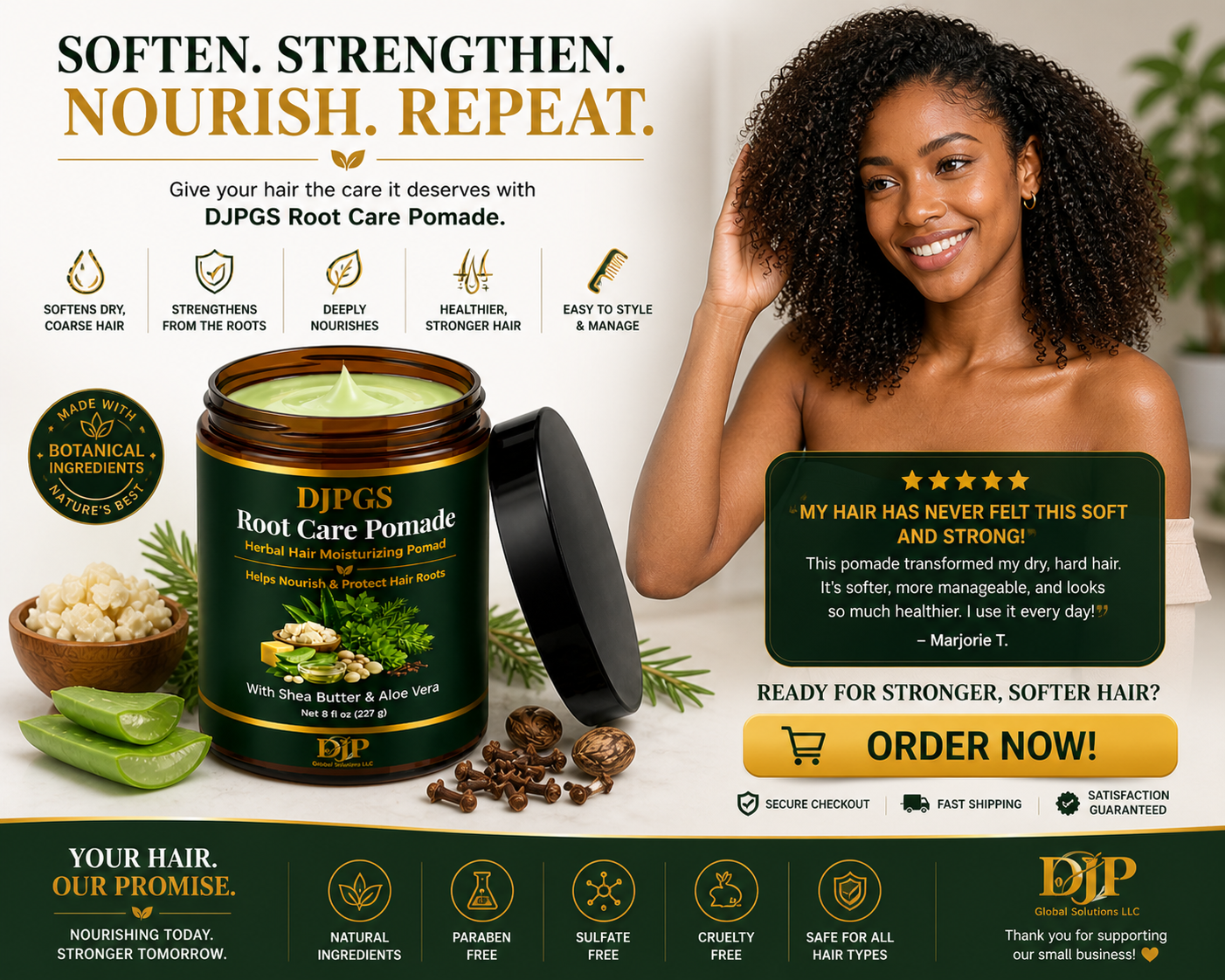 DJPGS Moisturizing Hair Pomade – Soft, Smooth & Manageable Hair (8 oz)