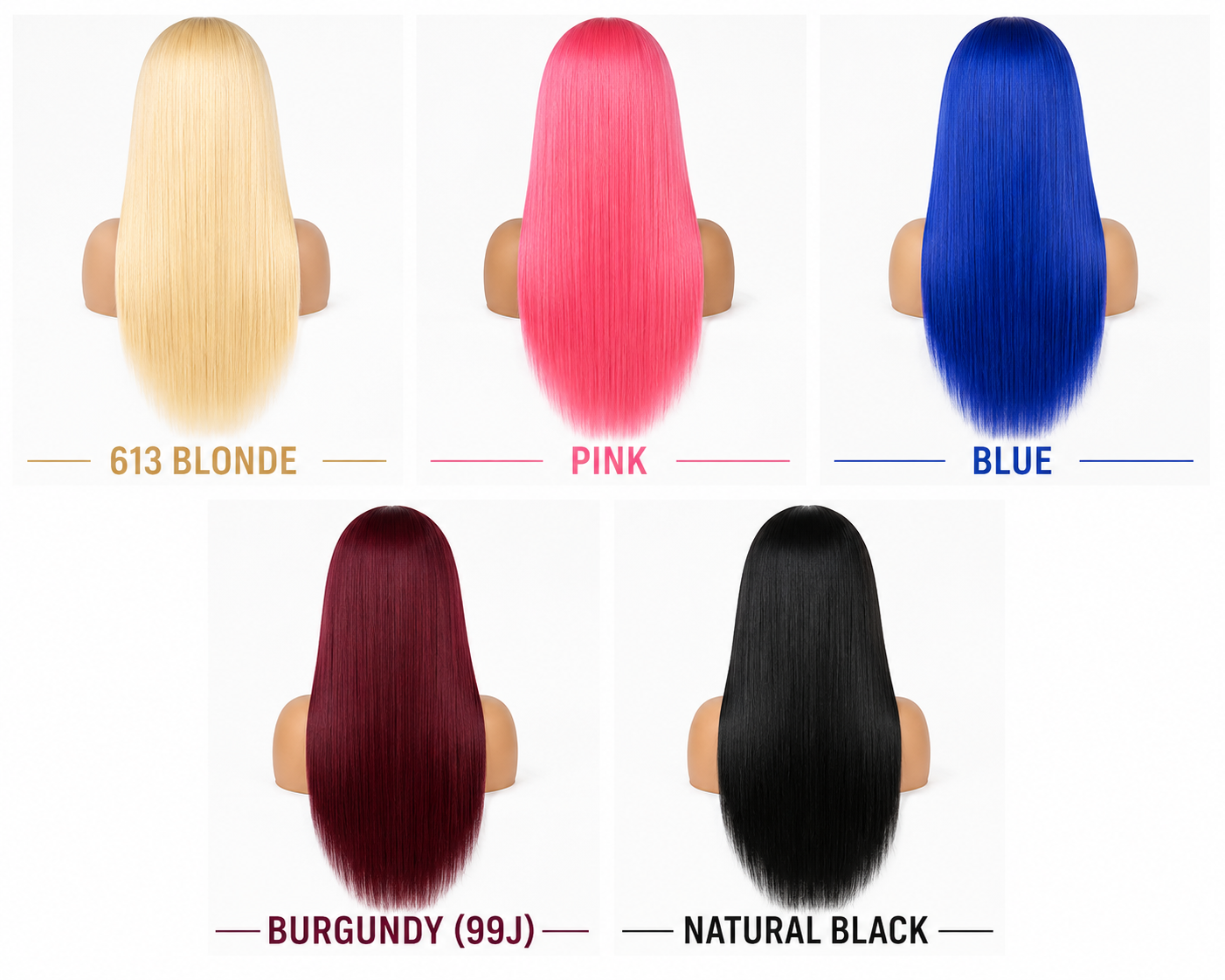 Colored Lace Front Wig | Straight, Curly, Deep Wave & Water Wave Styles