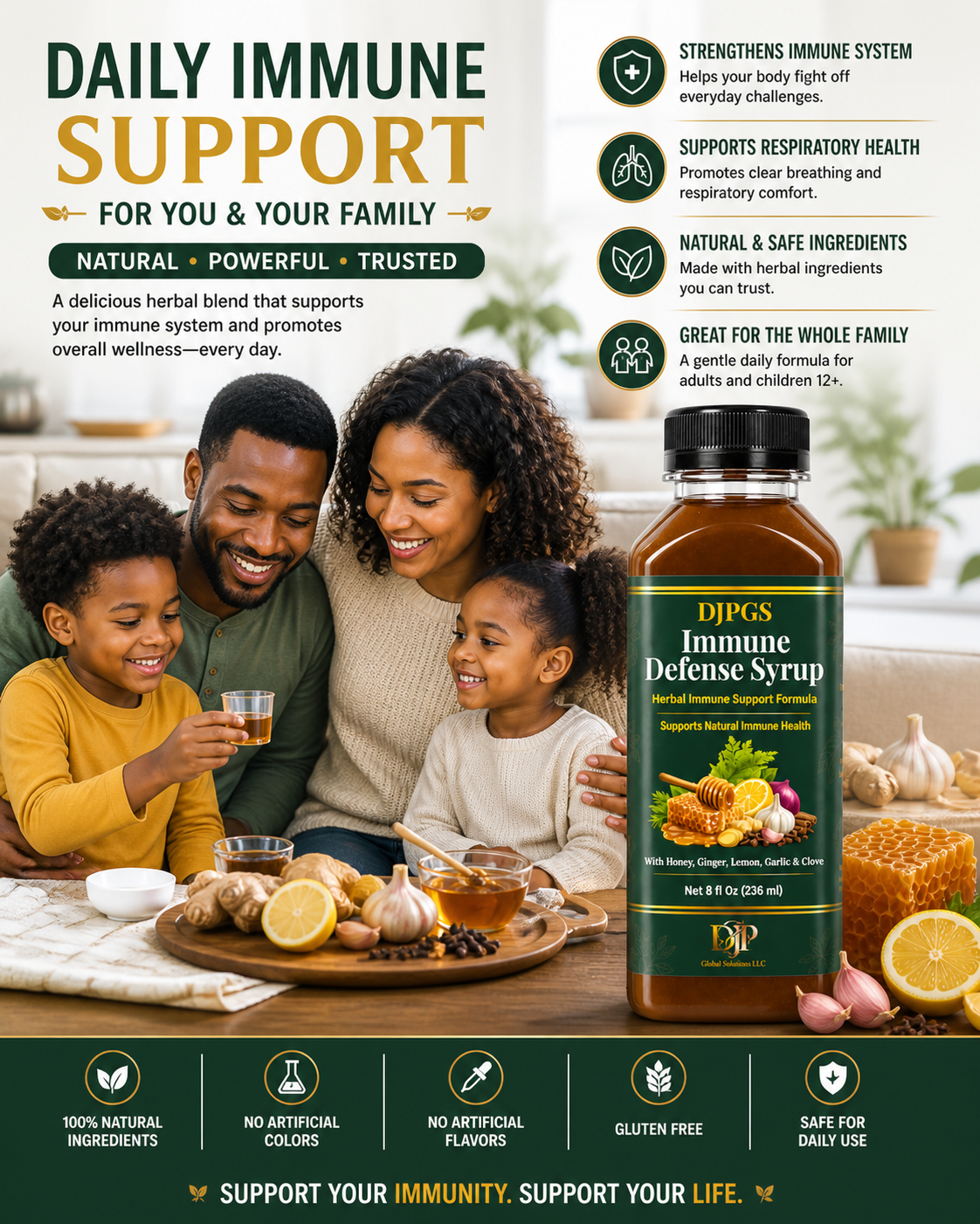 DJPGS Herbal Wellness Blend – Honey, Ginger & Lemon (8 fl oz)