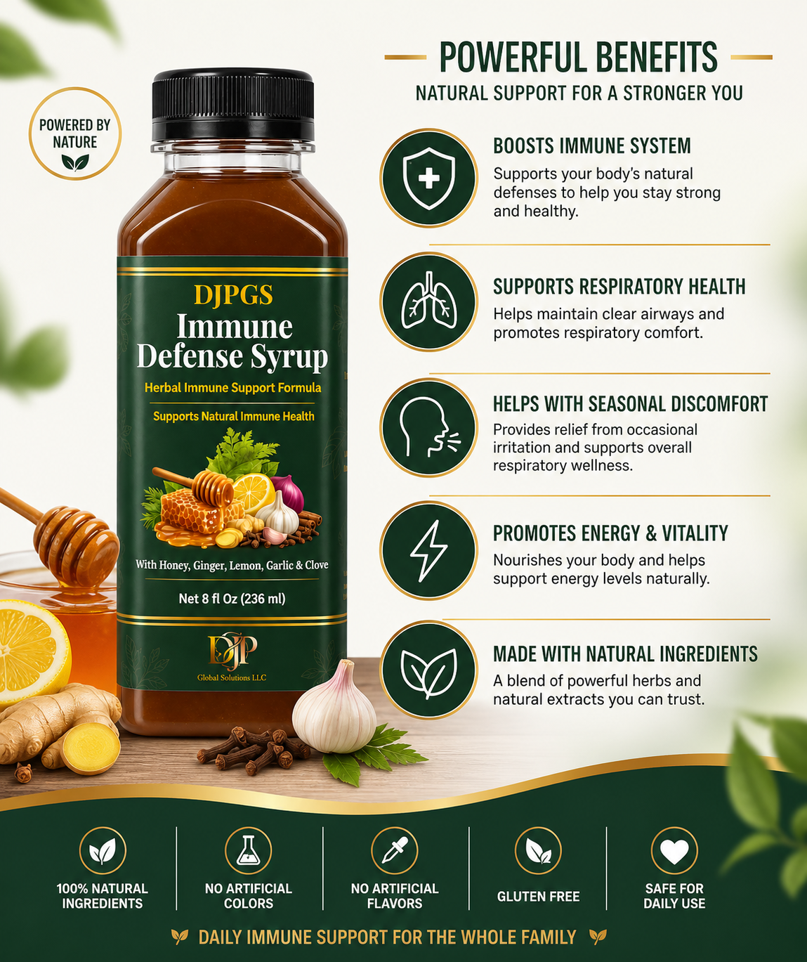 DJPGS Herbal Wellness Blend – Honey, Ginger & Lemon (8 fl oz)