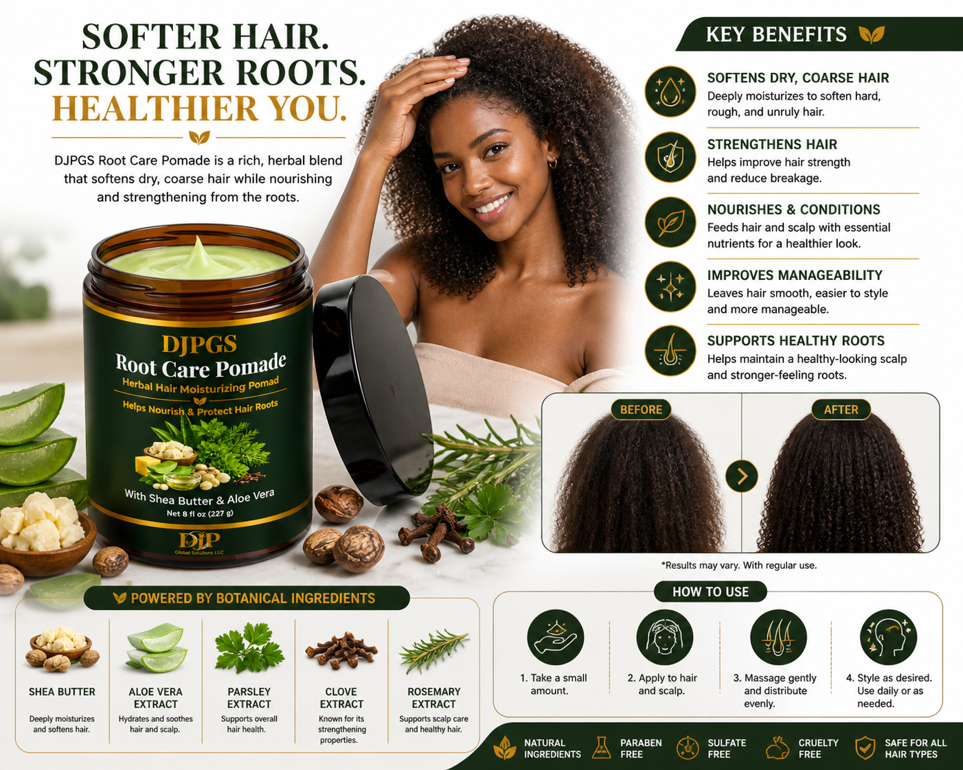 DJPGS Moisturizing Hair Pomade – Soft, Smooth & Manageable Hair (8 oz)