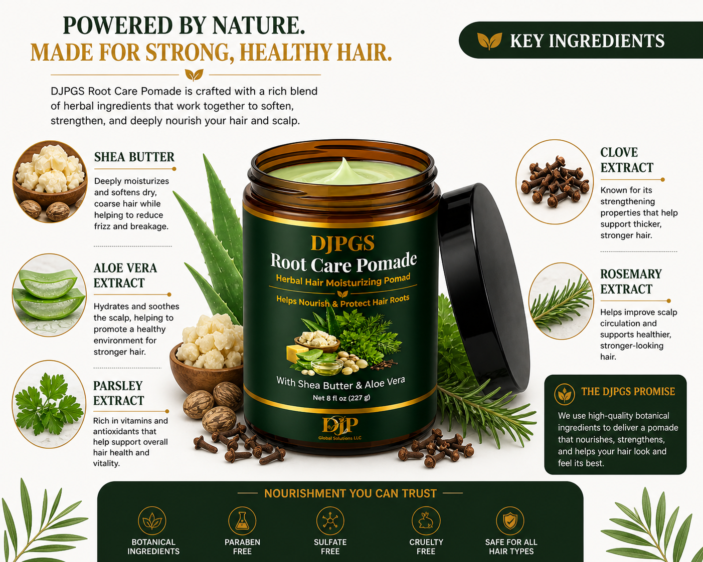 DJPGS Moisturizing Hair Pomade – Soft, Smooth & Manageable Hair (8 oz)